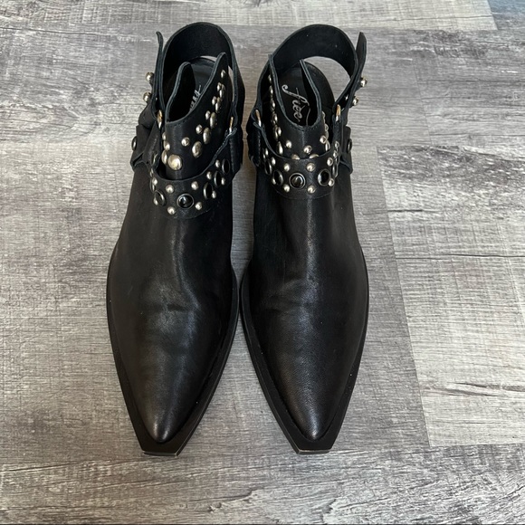 Free People Women’s Mules Embedded Black Leather Western Mules Shoes - Picture 2 of 9